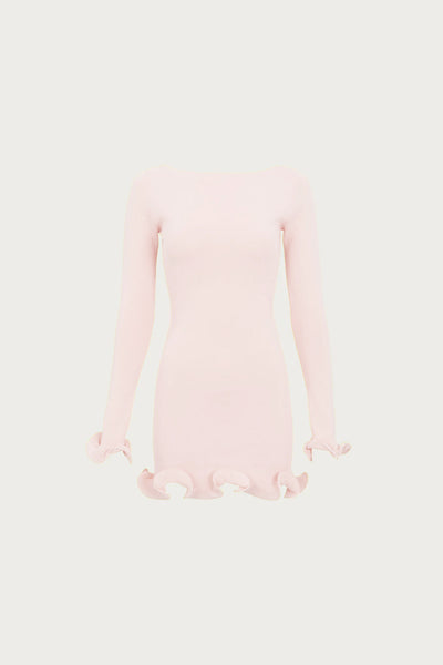 SAME Ruffle Hem Mini Dress | Pale Pink