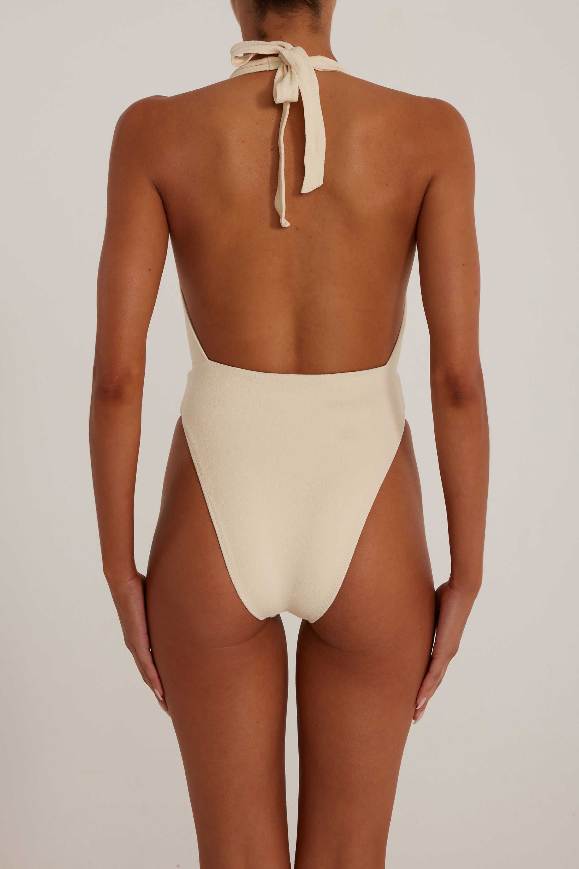 SAME Rose V One Piece | Faux Suede Cream/Cream