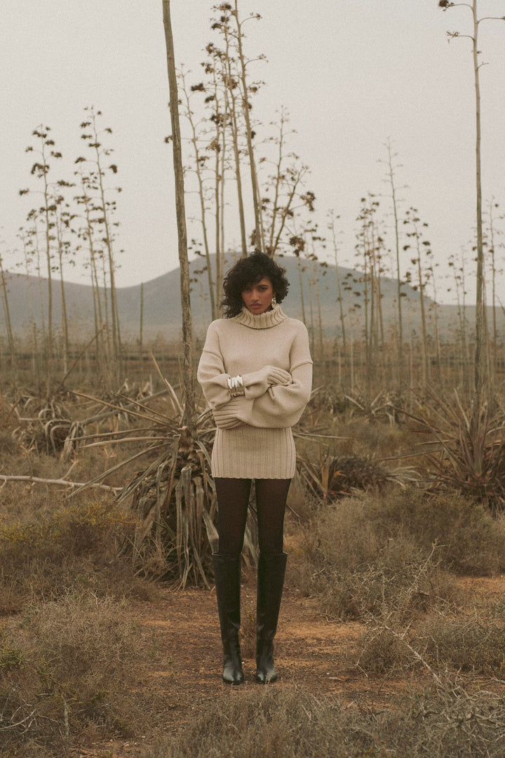 Knit Mini Dress (Taupe)