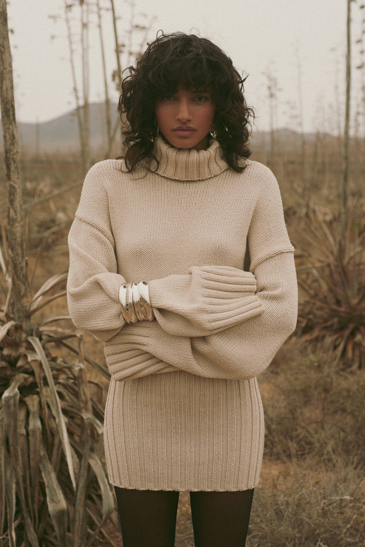 Knit Mini Dress (Taupe)