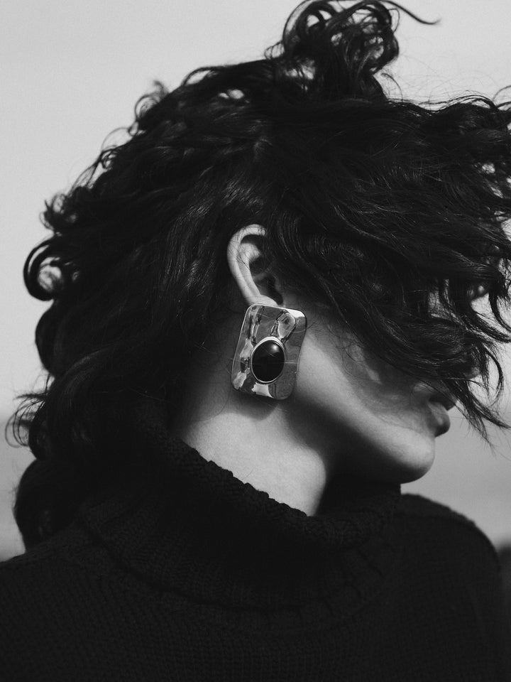 Hammer Stone Earring (Silver/Oxblood)