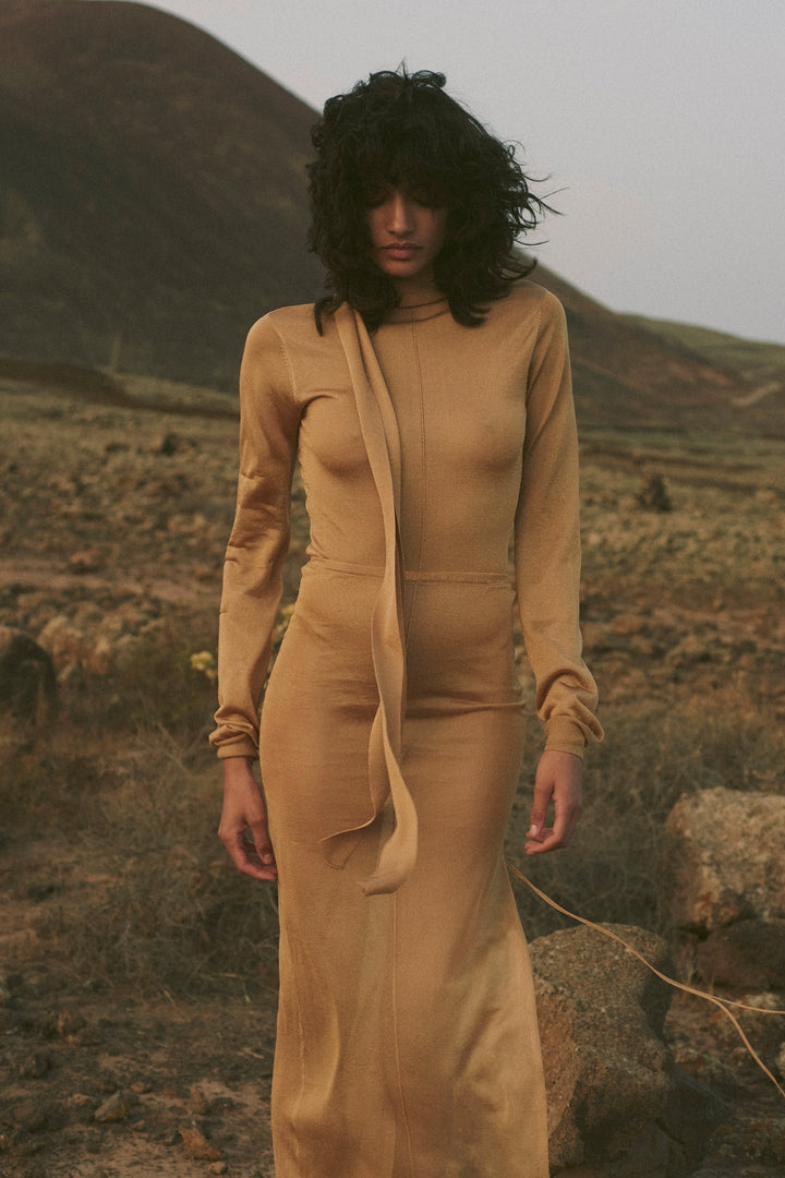 Open Back Knit Bodysuit (Gold)