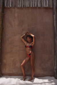 Knotted Bandeau Top (Red Tropical)