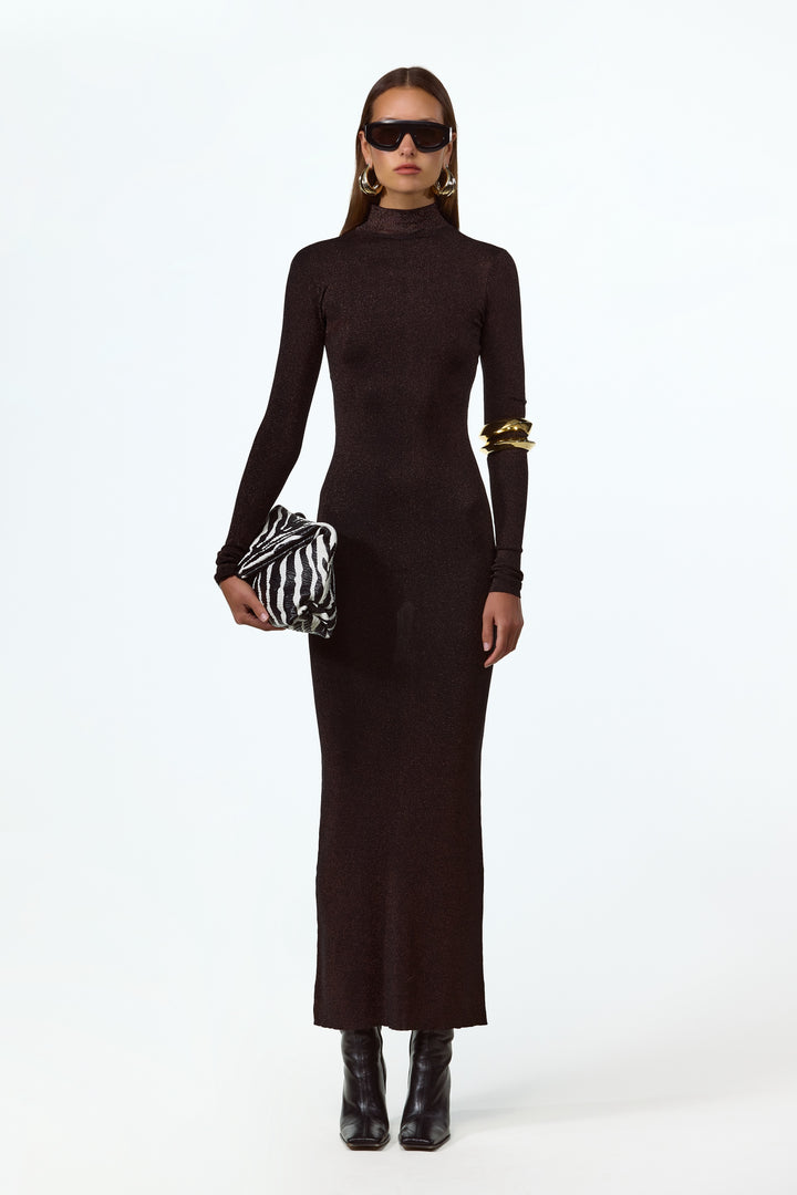 Shimmer Mockneck Dress (Black)