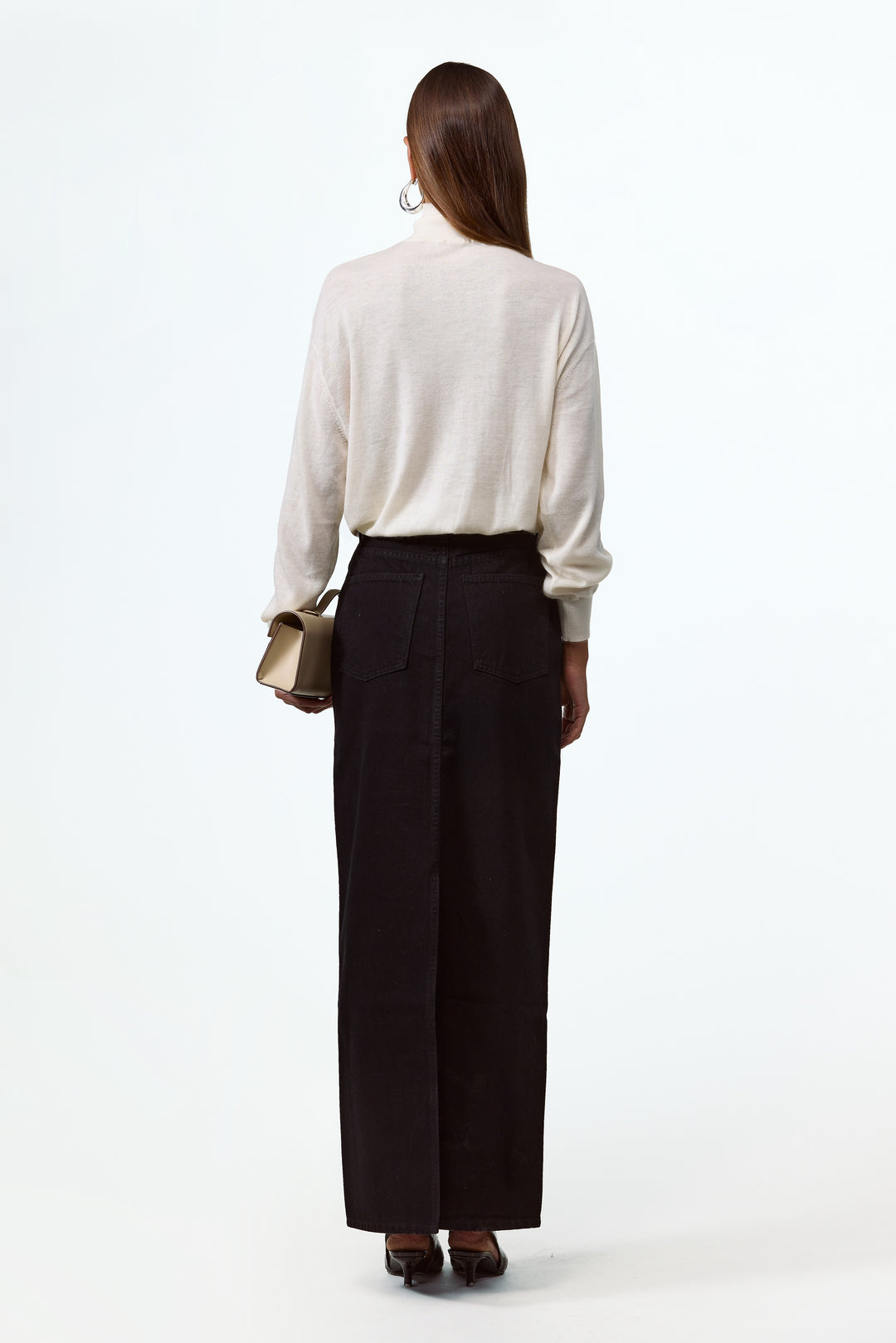 The Denim Pencil Maxi Skirt (Black)