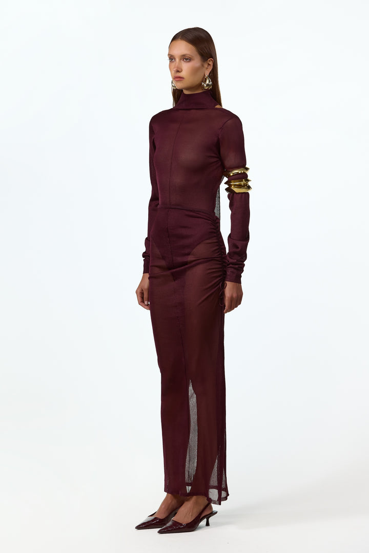 Open Back Knit Bodysuit (Merlot)