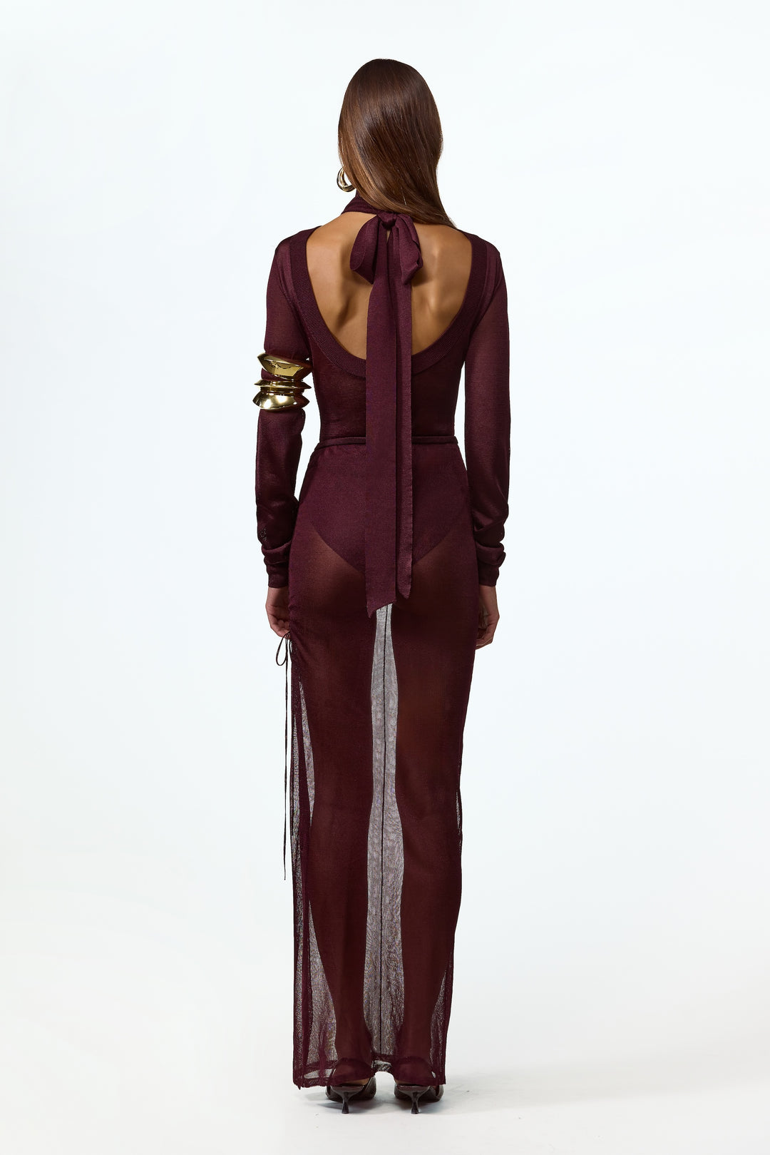 Open Back Knit Bodysuit (Merlot)