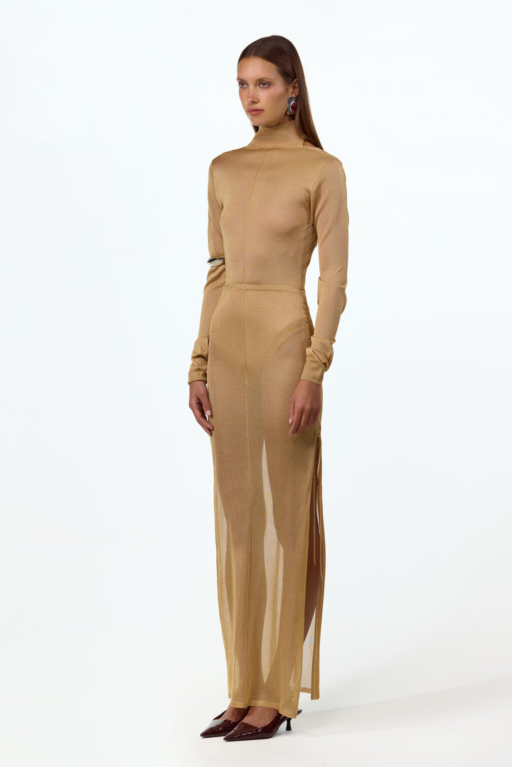 Open Back Knit Bodysuit (Gold)