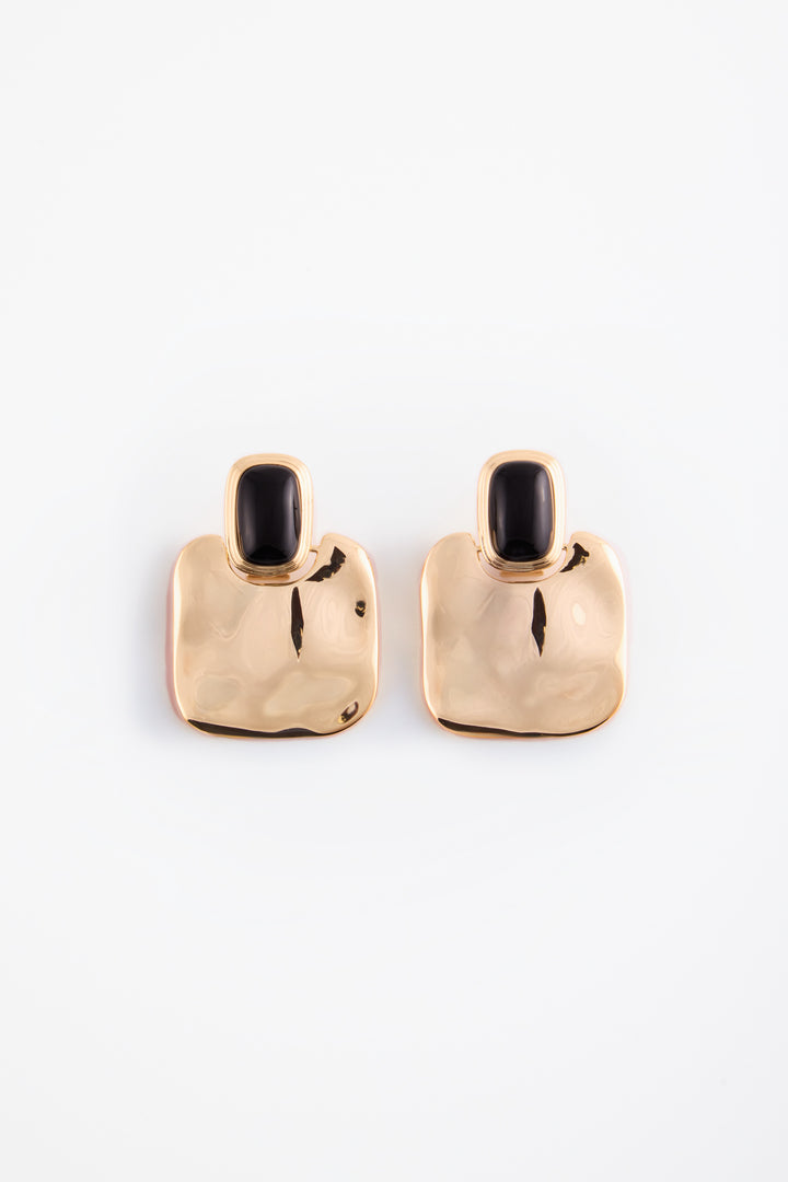 Stone Drop Earring (Gold/Black)