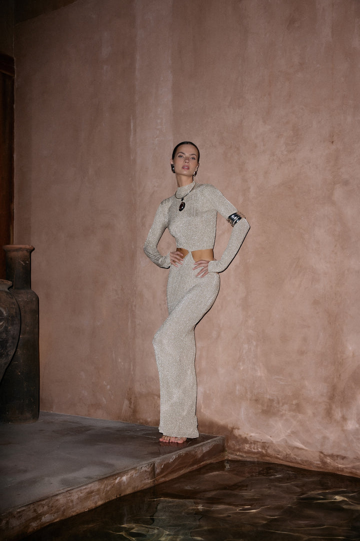 Metallic Twist Maxi Dress (Gold)