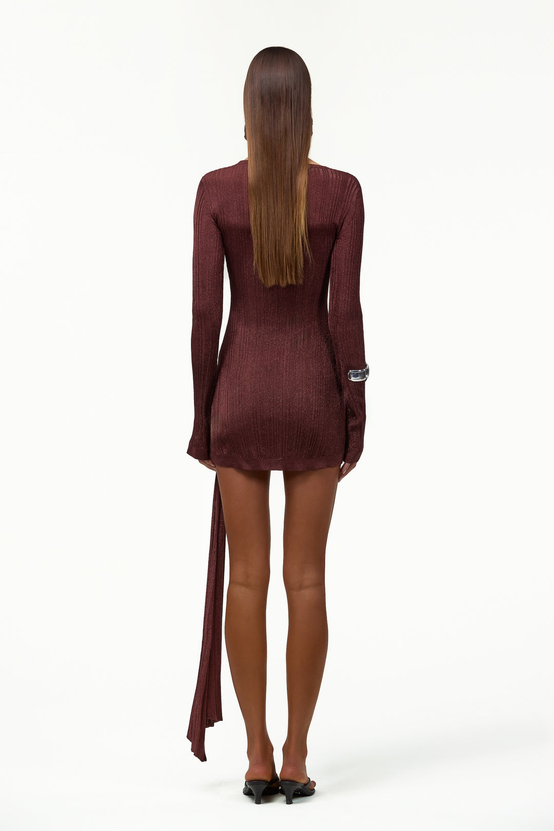 Metallic Twist Mini Dress (Chocolate Brown)