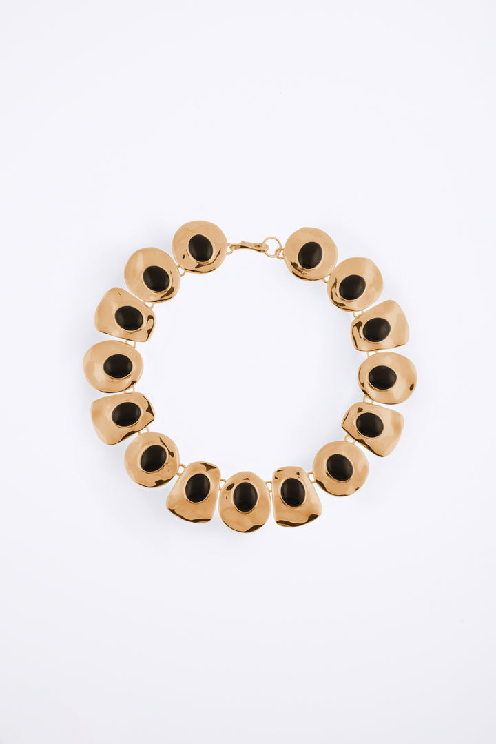 Stone Collar Necklace (Gold/Black)