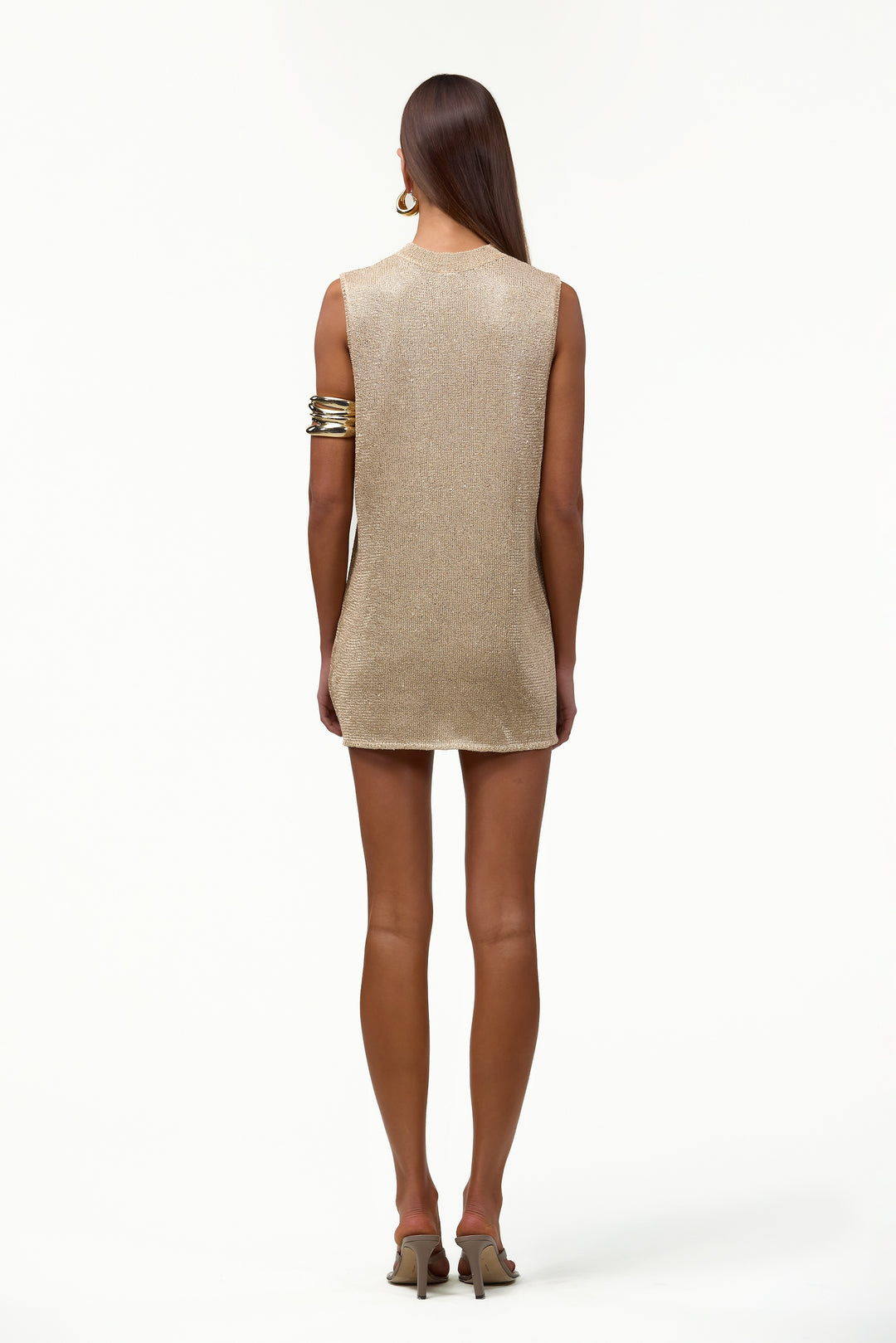 Sleeveless Knit Mini Dress (Light Gold Sequin)