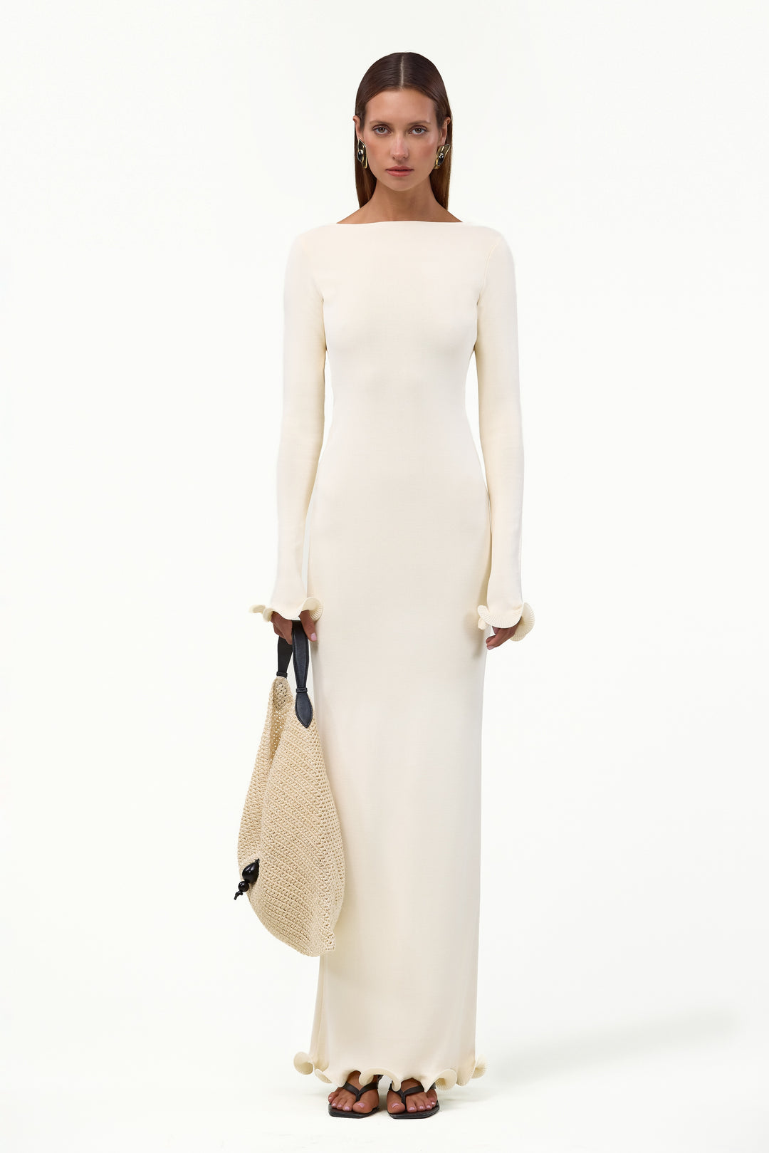 Ruffle Hem Maxi Dress (Cream)