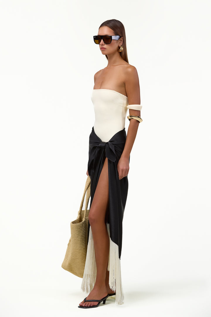 Fringe Sarong (Black/Cream)