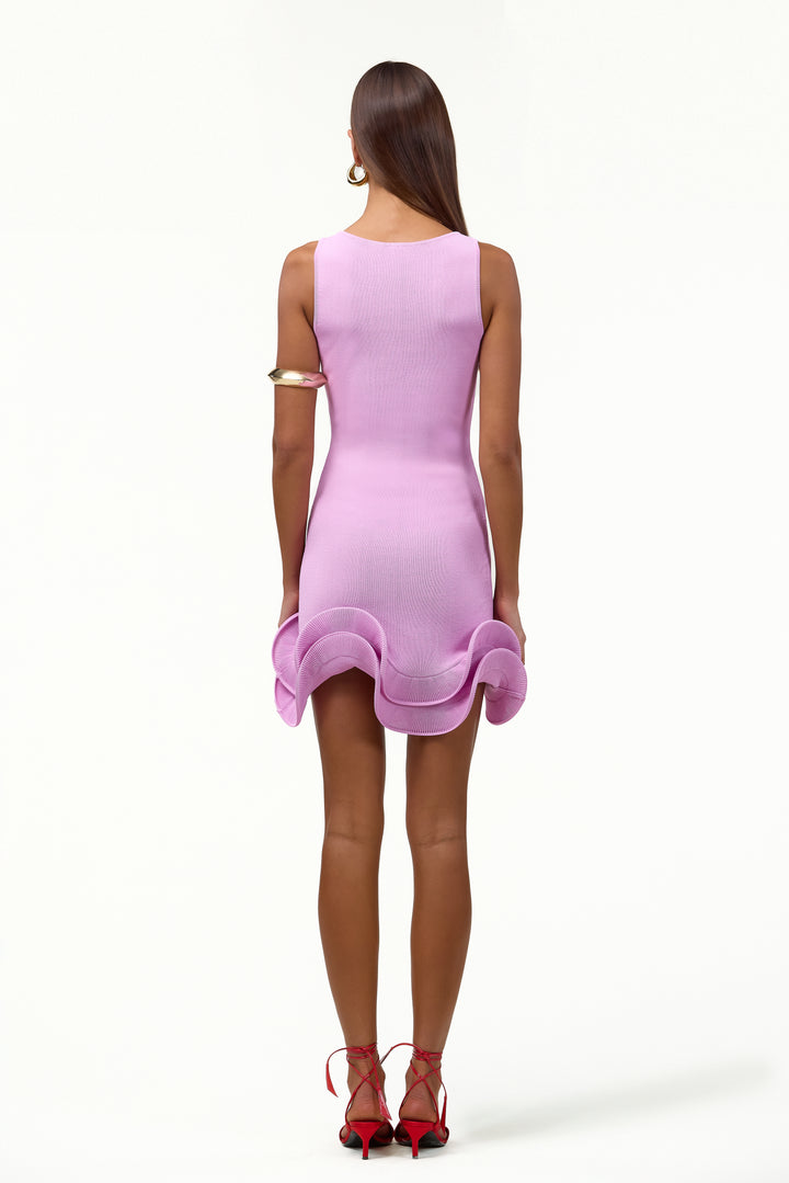 Double Ruffle Hem Mini Dress (Lilac Pink)