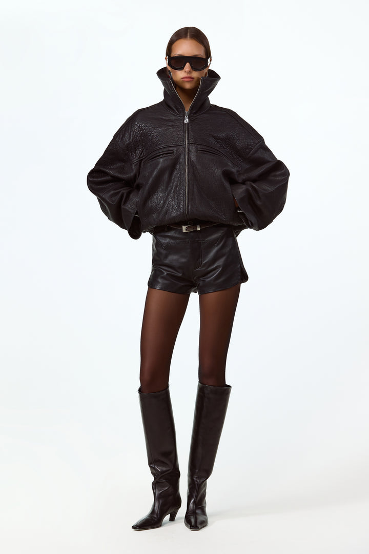 The Leather Bomber Jacket (Black)
