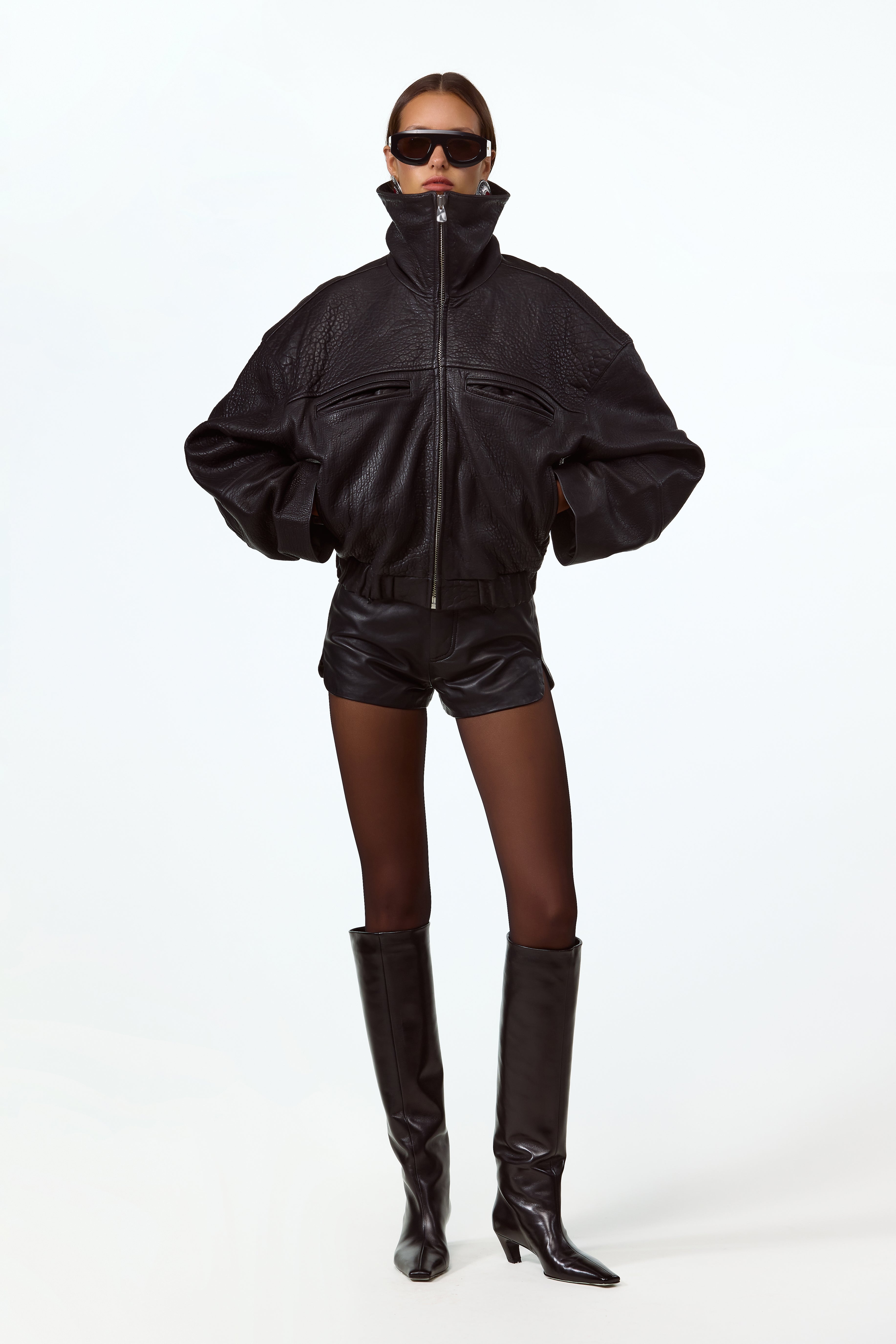 SAME | THE LEATHER BOMBER JACKET | Black | Women's Outerwear