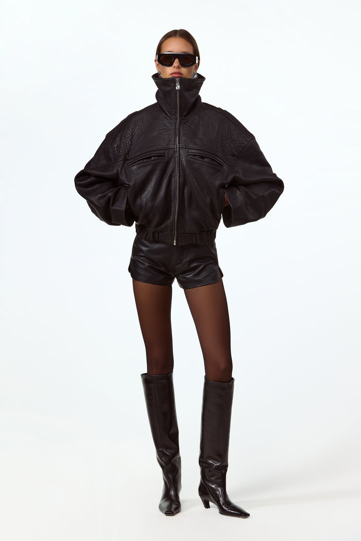 The Leather Bomber Jacket (Black)