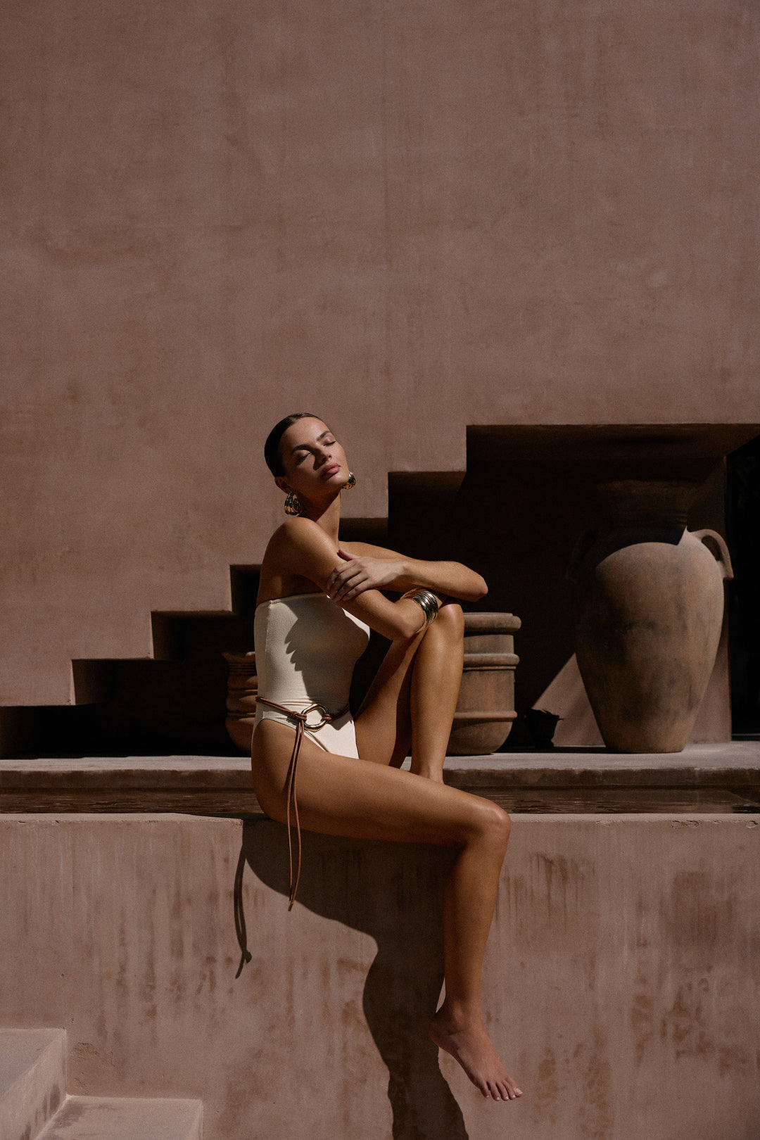 Strapless One Piece (Faux Suede Cream)