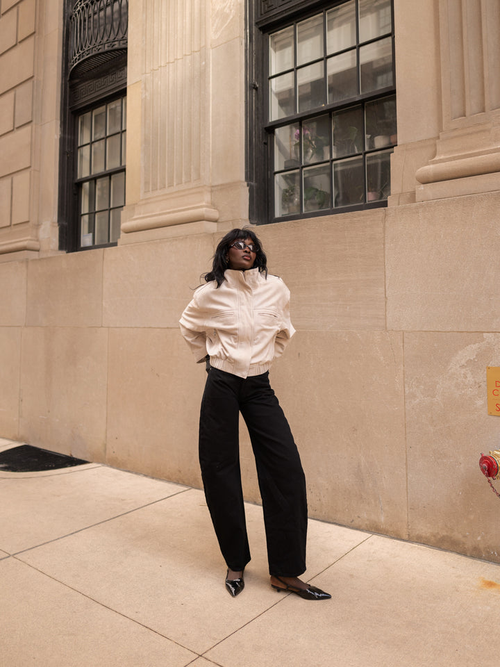 The Suede Bomber Jacket (Taupe)