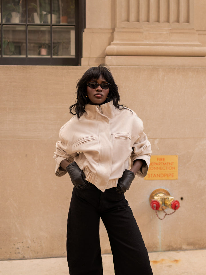 The Suede Bomber Jacket (Taupe)