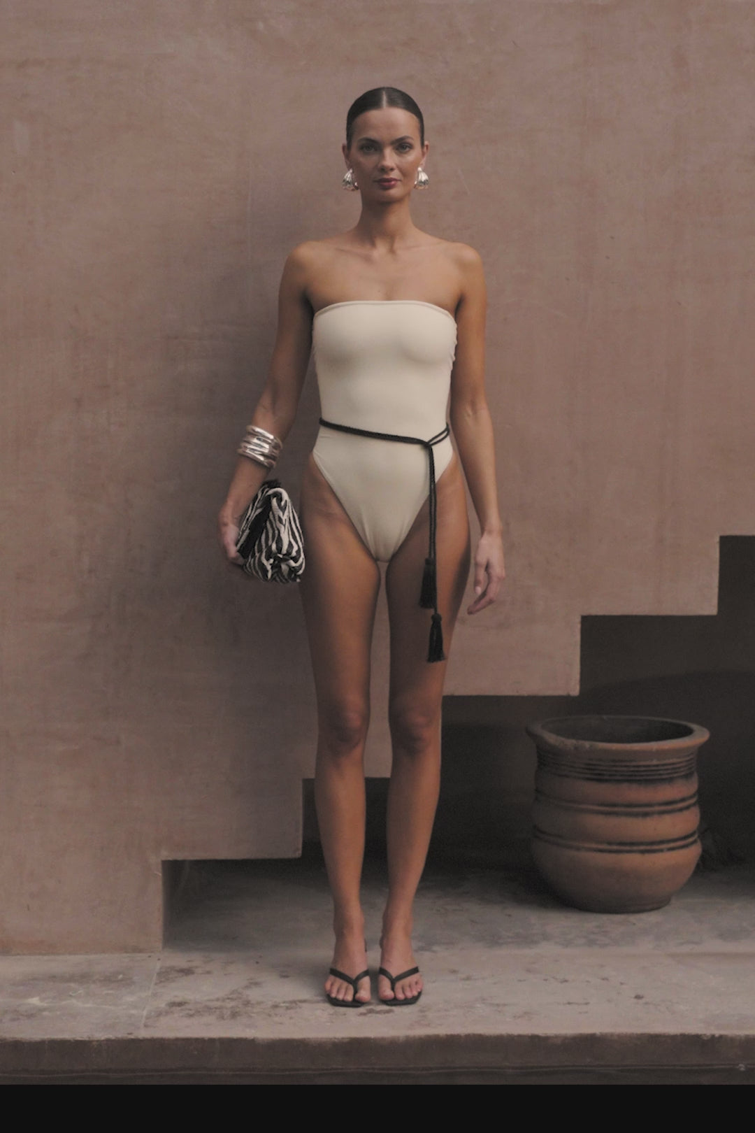 Strapless One Piece (Faux Suede Cream)