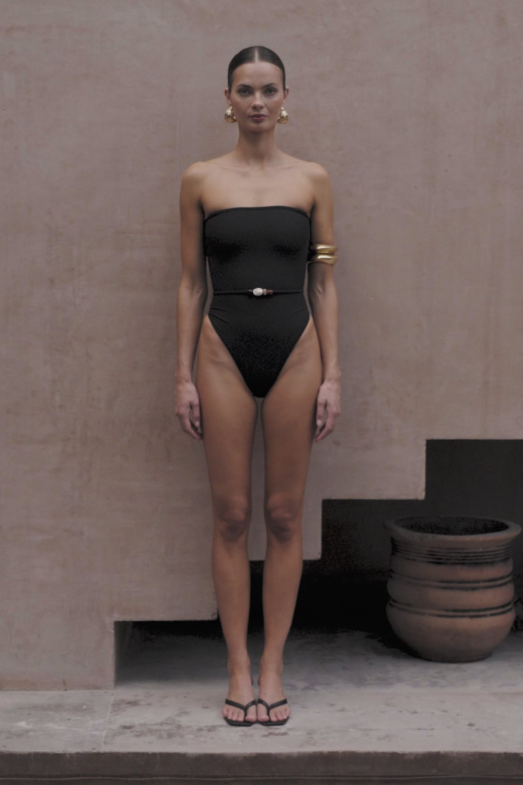 Beaded Stone Belt (Brown/Nude Stone)