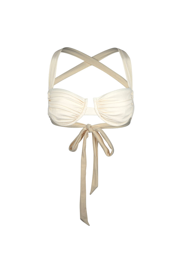 Ruched Bra (Faux Suede Cream)
