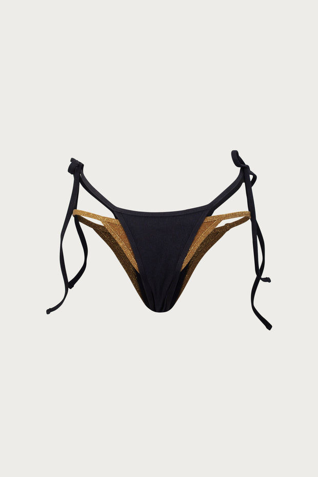 Double Layer Bottom (Faux Suede Black/Mocha Shimmer Lurex)