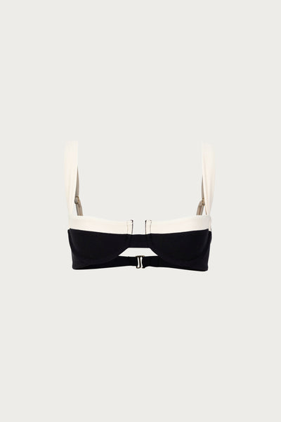 Underwire Top (Faux Suede Black/Cream)