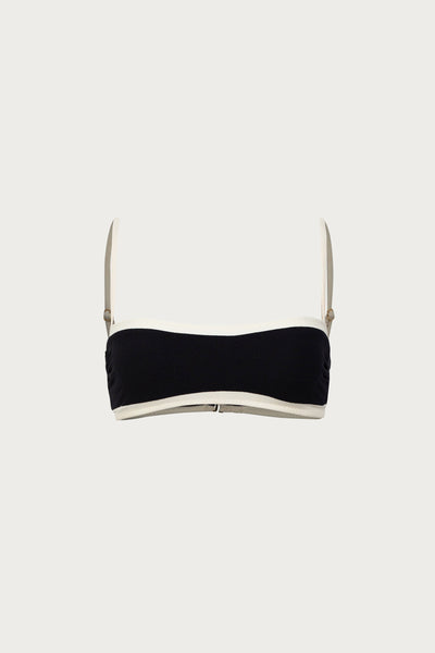 Bandeau Top (Faux Suede Black/Cream)