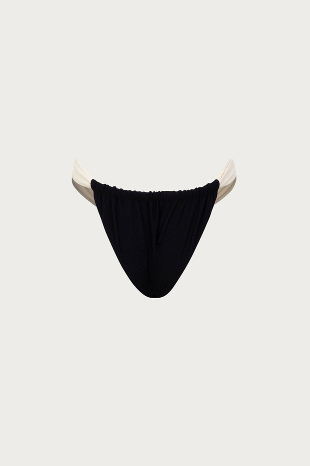 Ruched Bottom (Faux Suede Black/Cream)