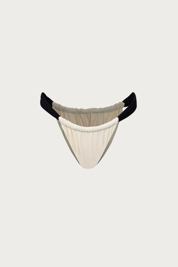 Ruched Bottom (Faux Suede Cream/Black)