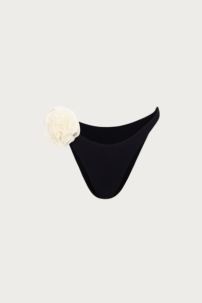 Rose 90s Bottom (Faux Suede Black/Cream)