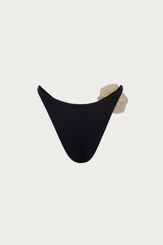 Rose 90s Bottom (Faux Suede Black/Cream)
