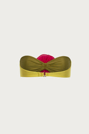 Rose Bandeau Top (Green/Fuchsia)