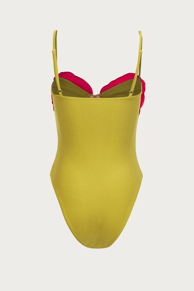 Rose One Piece (Green/Fuchsia)