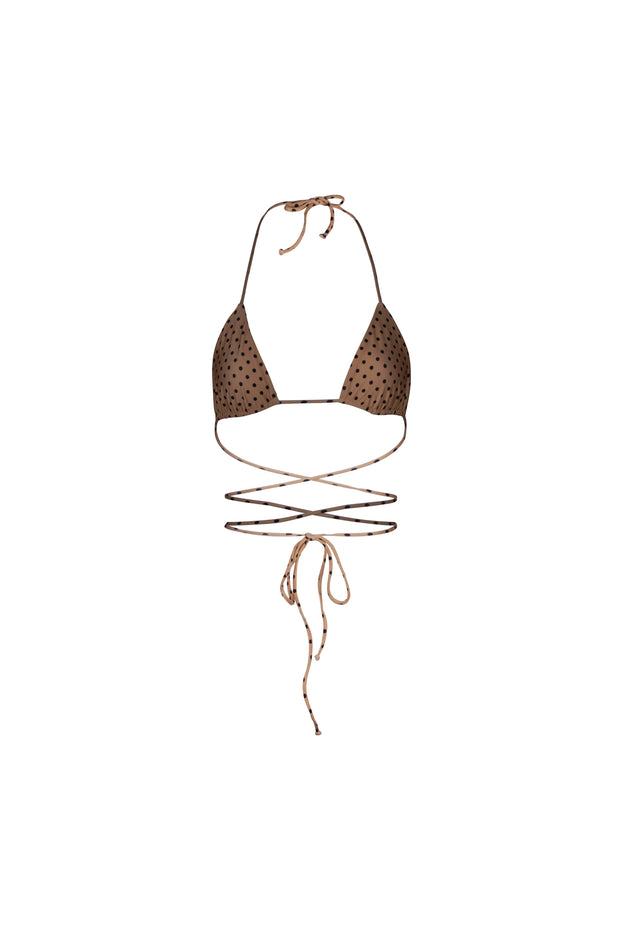 Kate Triangle Top (Nude Black Polka Dot)