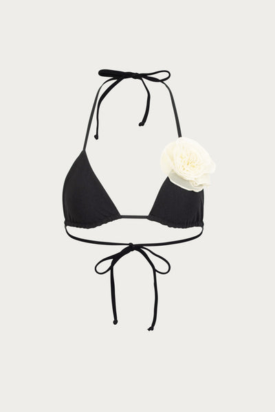 Rose Triangle Top (Faux Suede Black/Cream)