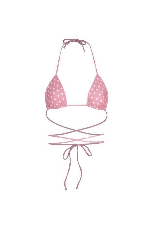Kate Triangle Top (Blush White Mini Polka Dot)