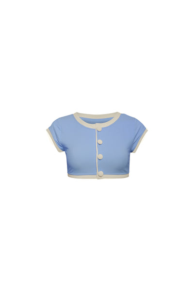 The Grace Top (Ribbed Baby Blue/Cream)