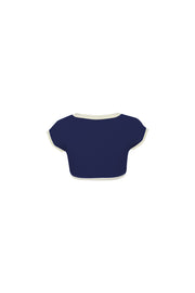 The Grace Top (Ribbed Navy/Cream)