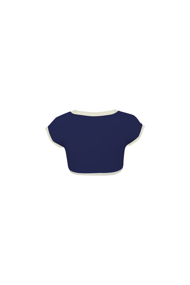 The Grace Top (Ribbed Navy/Cream)