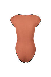 The Grace One Piece (Faux Suede Burnt Sienna/Black)