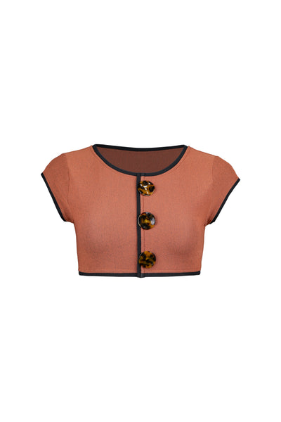 The Grace Top (Faux Suede Burnt Sienna/Black)