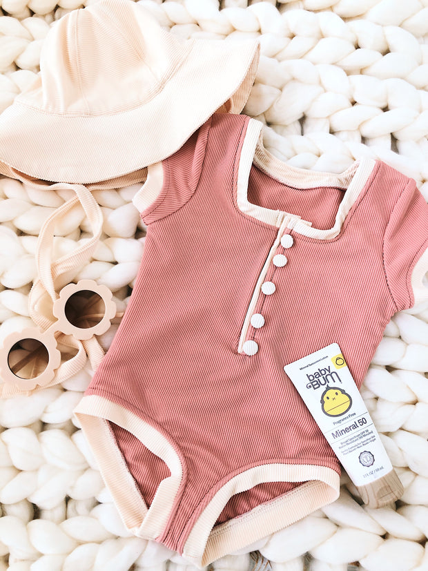 gracie one piece (ribbed blush/cream)