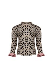 ruffle rashguard (leopard/ribbed blush)