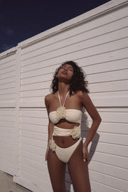 Rose Cut Out One Piece (Faux Suede Cream/Cream)