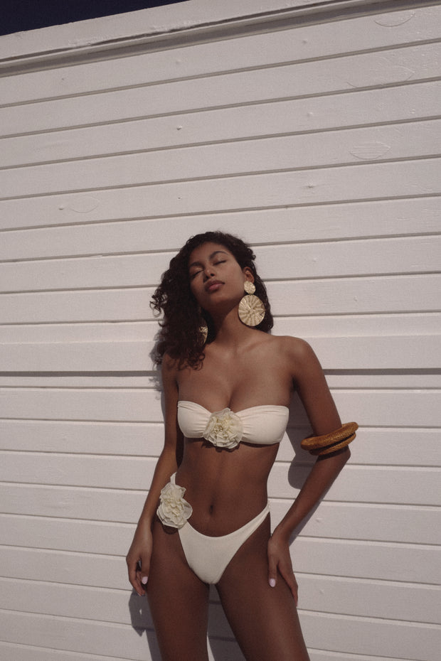 Rose Bandeau Top (Faux Suede Cream/Cream)